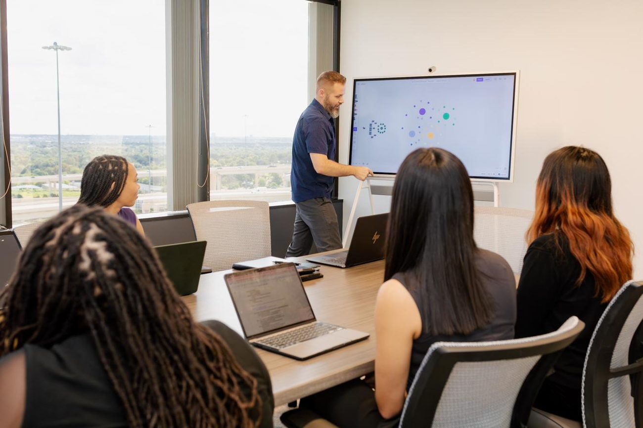Peachtree Rose Marketing mapping a client's content across people, search, and AI discoverability in their San Antonio office